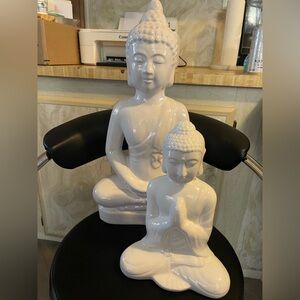 2 Cream Buddha Sculpture small and large